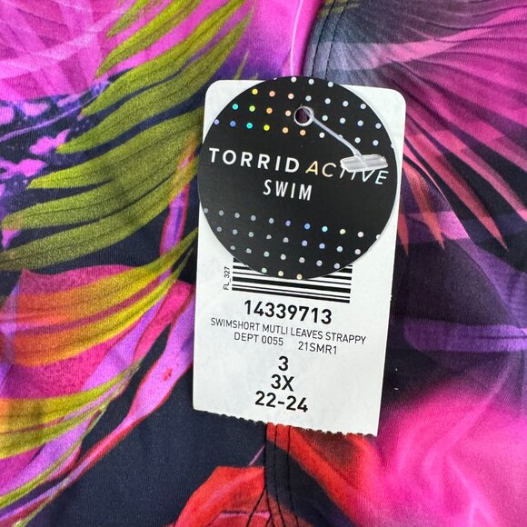 Torrid Swim Shorts Bottom 3X Multi Leaves Floral Print Strappy NWT SW-2101 - Picture 7 of 10